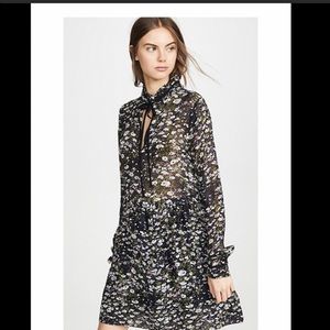 ganni printed georgette dress